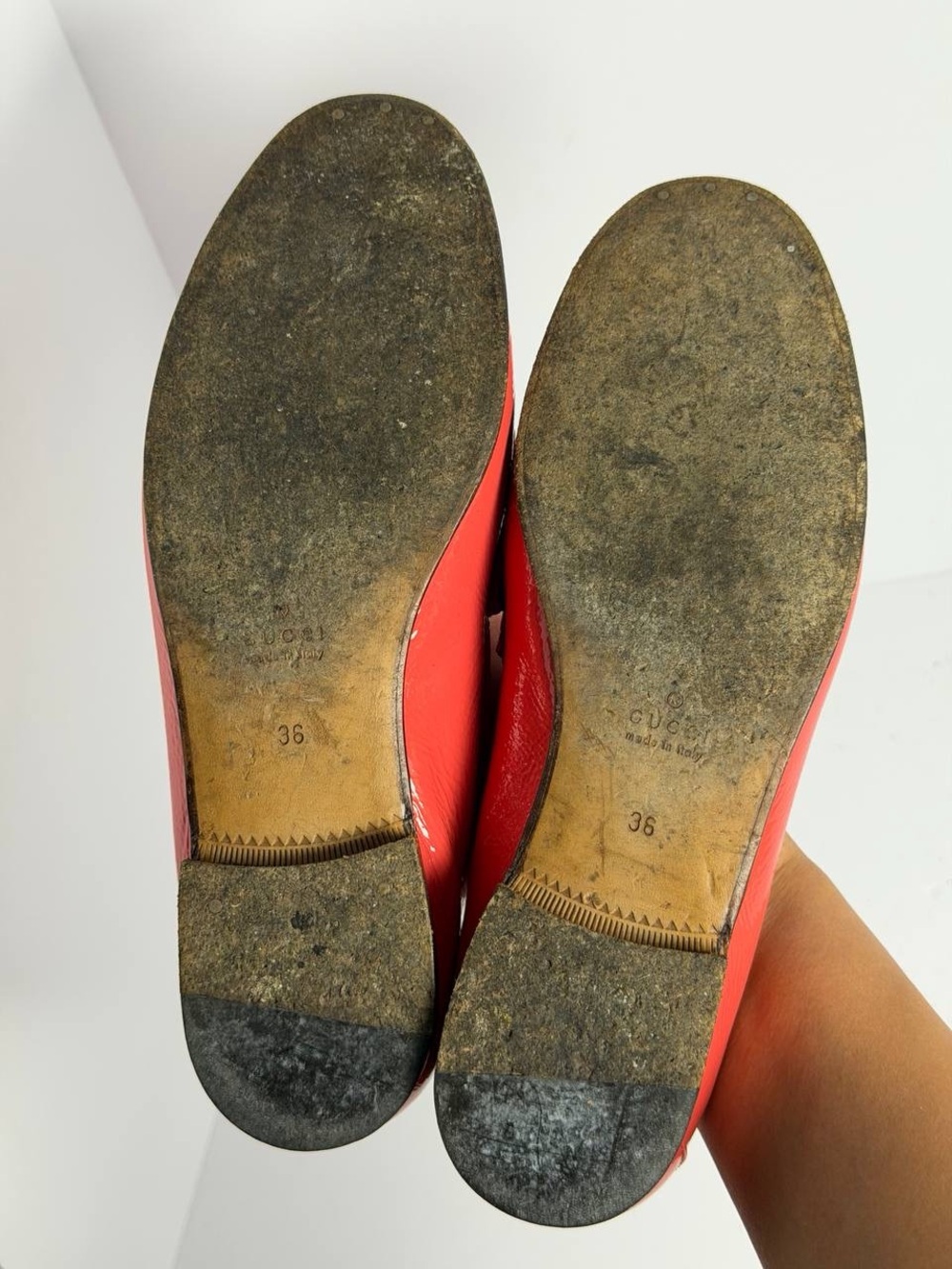 Vintage Gucci Horsebit Vibrant Salmon Red Colored Leather Loafers Size 36 - Picture 9 of 10